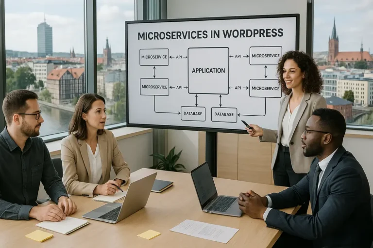 Przykład wdrożenia mikroserwisów w WordPress dla stron biznesowych w Bydgoszczy.