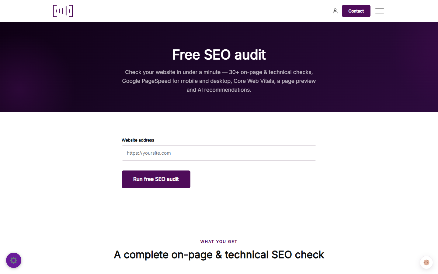 Darmowy audyt SEO AutCode – formularz sprawdzania strony