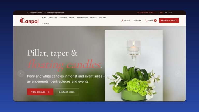 Strona sklepu B2B Canpol Ltd (hurtownia szkła i dekoracji) zbudowana na WooCommerce przez Kreatywną Agencję z Bydgoszczy