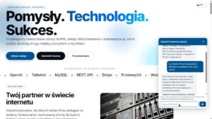 Okno czatu z chatbotem AI na stronie Kreatywnej Agencji: klient pyta, czy bot odpowiada na podstawie treści strony, i dostaje odpowiedź