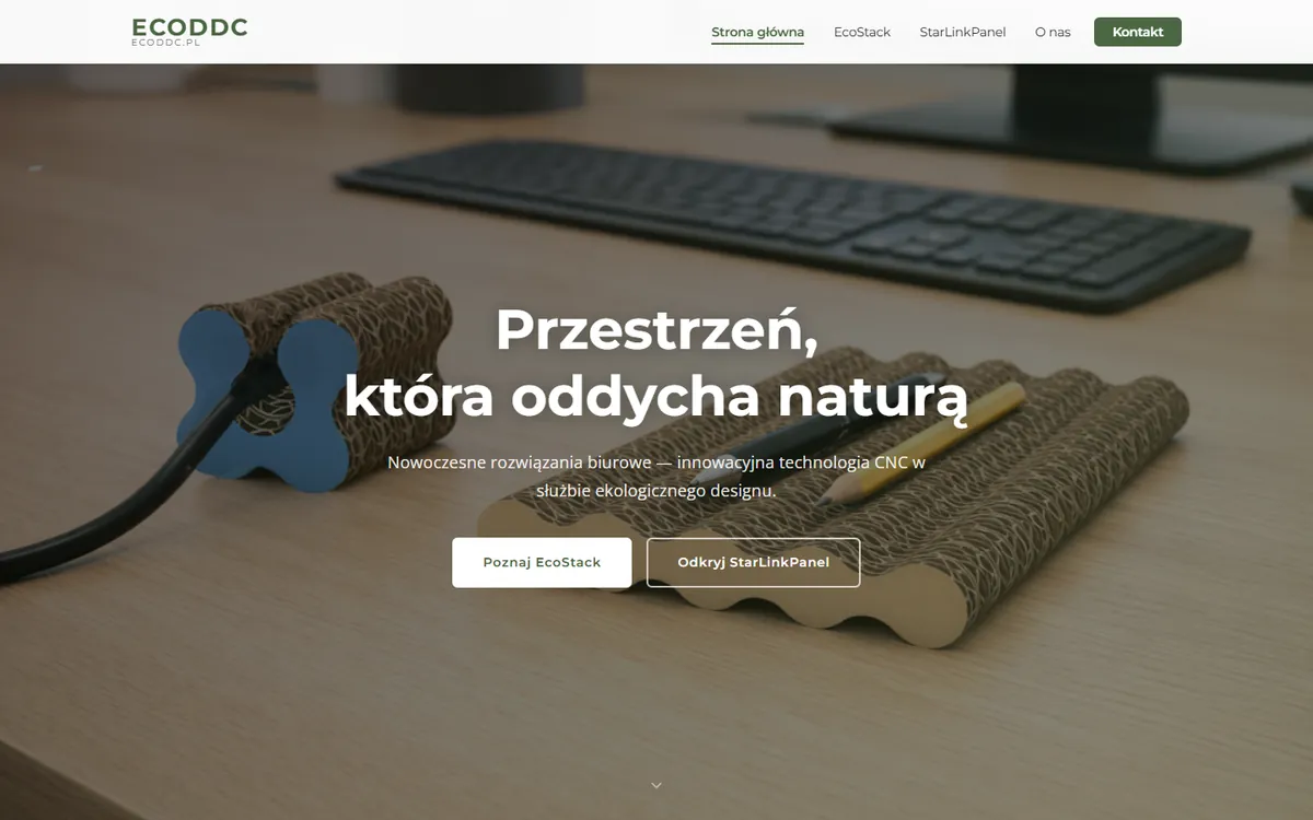 ECODDC — Strona producenta: zrzut ekranu strony internetowej, realizacja Kreatywnej Agencji