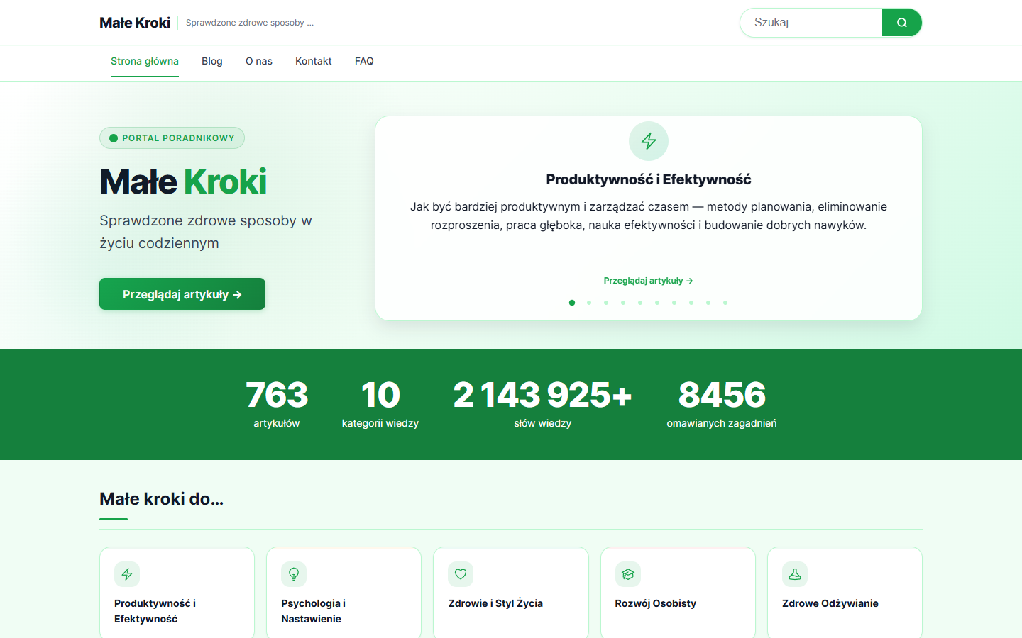 Male Kroki: блог о здоровье с плагином для SEO-статей – скриншот проекта