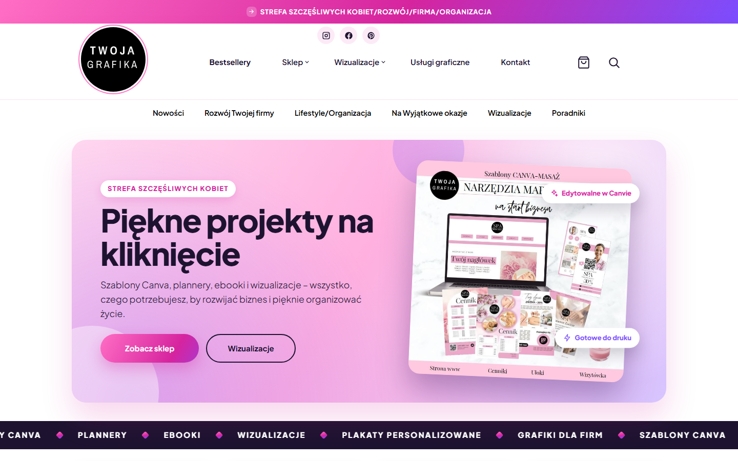 Twoja Grafika — Shop für digitale Produkte: Screenshot der Website, Referenz der Kreatywna Agencja